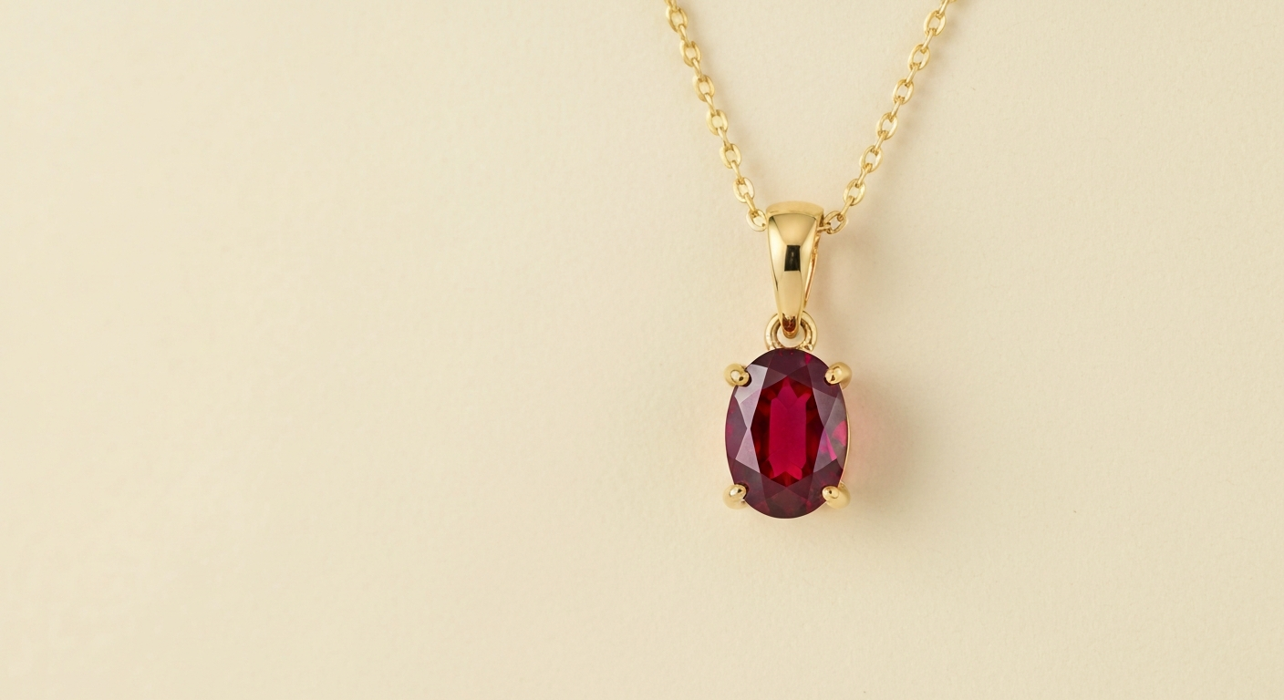 Pendentif solitaire rubis en or avec rubis central taillé