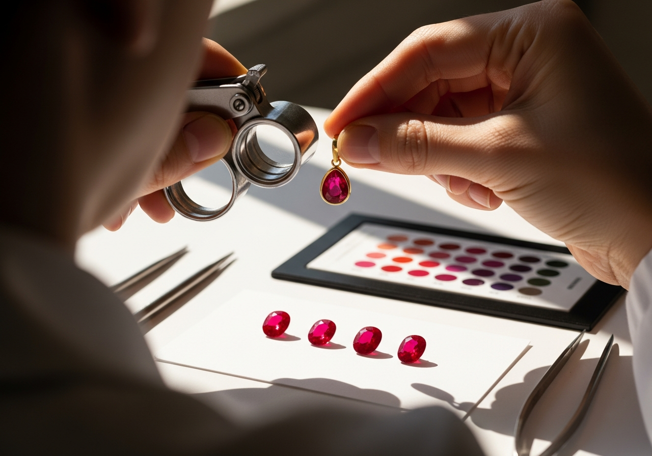 Comparatif des tailles de rubis pour pendentif solitaire