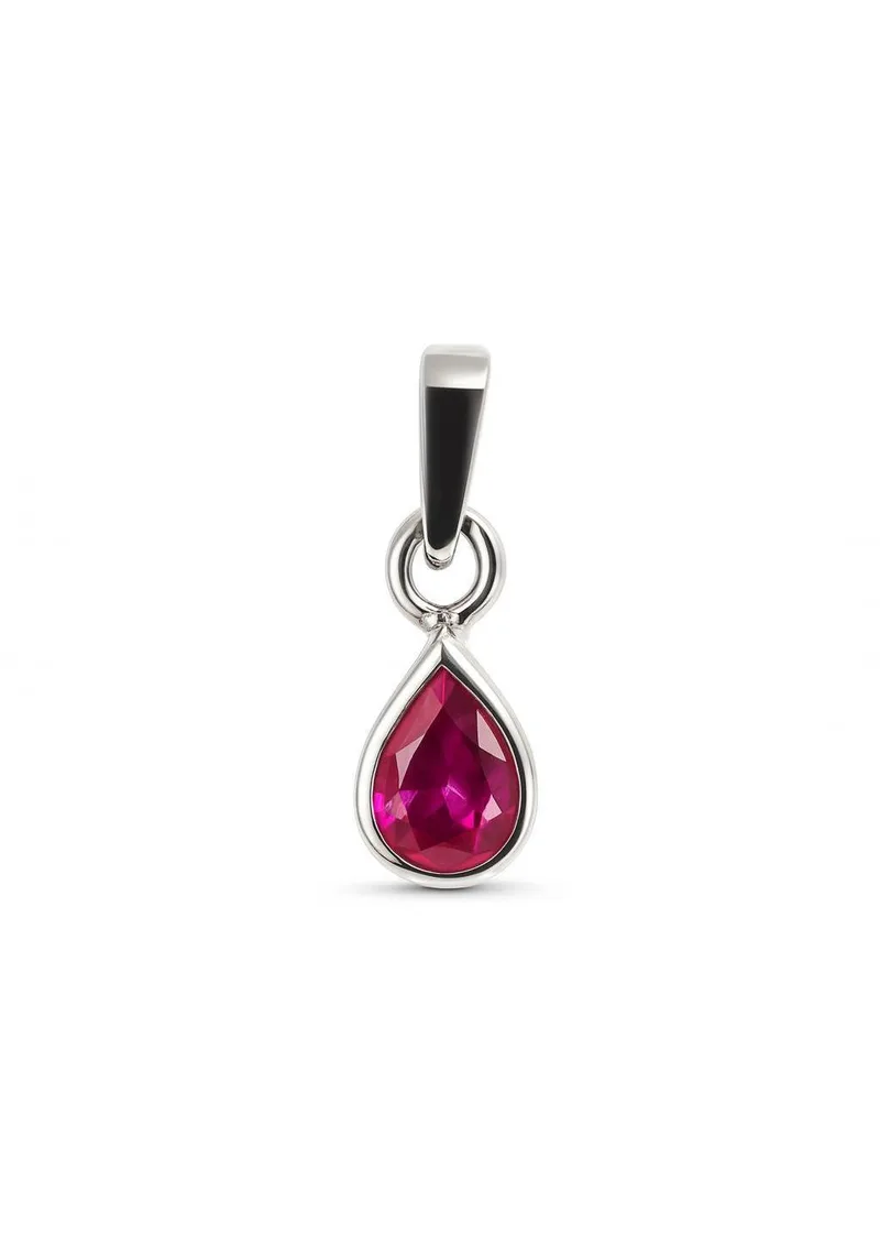 Pendentif Or Blanc Rubis poire 0.77 carat