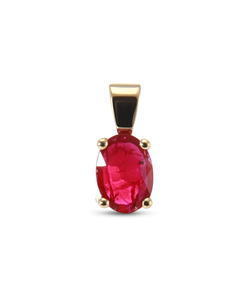 Pendentif Or Jaune 750  Rubis  Ovale 8x6mm